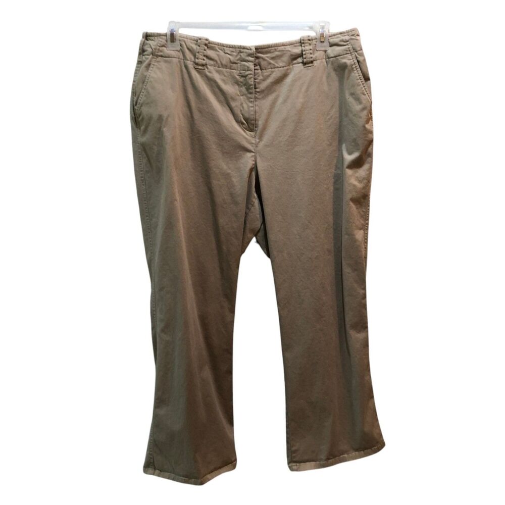 Westbound Womens 18 Short Khaki Pants Beige Flat Front Stretch Cotton Trousers